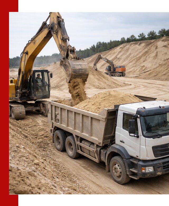 Доставка карьерного песка с самосвалами и разгрузкой в Нижнеудинске