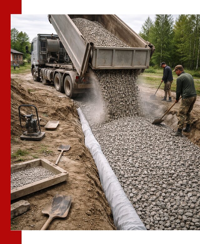 Гравий для дренажа с доставкой в Нижнеудинске качественный и недорогой