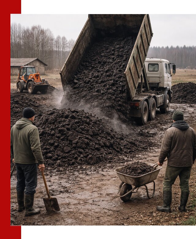 Доставка низинного торфа с разгрузкой и доставкой в Нижнеудинске