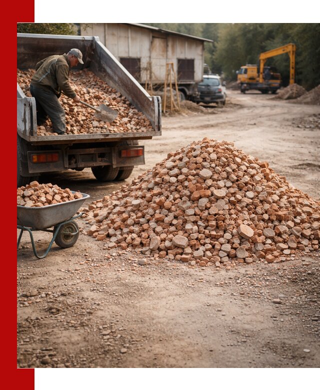 Доставка и подушка из боя кирпича с разгрузкой в Нижнеудинске