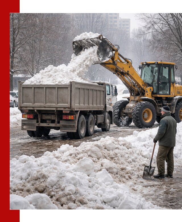 Вывоз снега грузовой техникой в Нижнеудинске оперативно и чисто