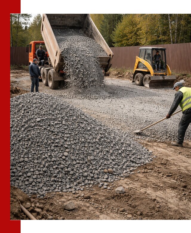 Отсыпка участка щебнем с доставкой и уплотнением в Нижнеудинске